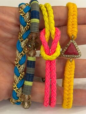 Set of 4 Anthropologie Colorful Braided & Beaded Fashion Bracelets